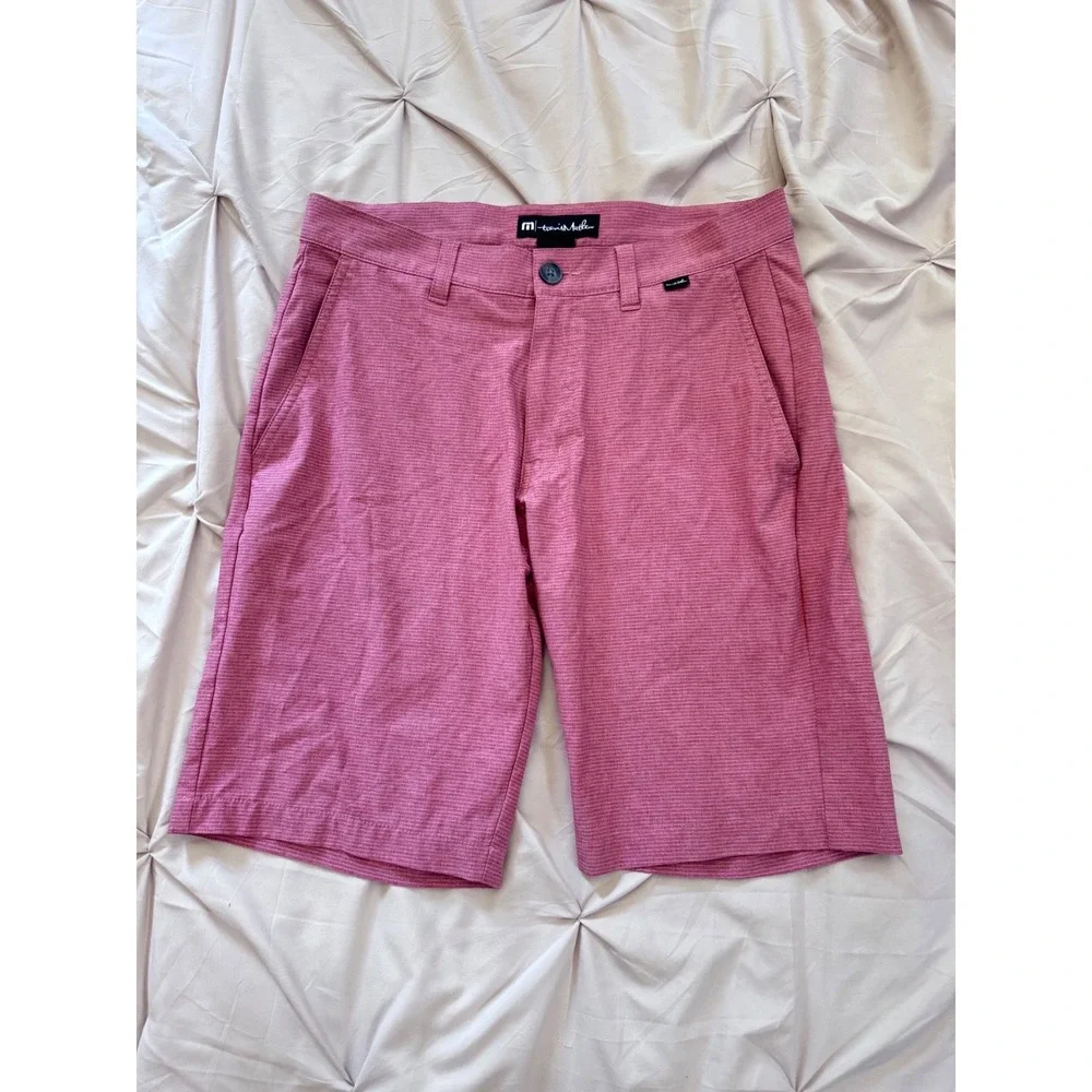 TravisMathew Mens Wanderlust Golf Shorts Heathered Red Stretch Size 30